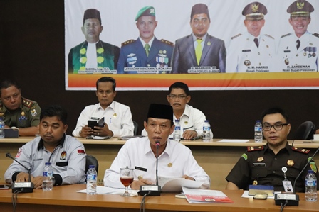 Wabup H.Zardewan Video Conference Bersama Gubri Laporkan Kesiapan Pemkab Pelalawan Dalam Pemilu Tahun 2019