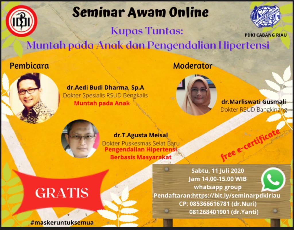 Perhimpunan Dokter Keluarga Indonesia (PDKI) Riau : Terus Edukasi Masyarakat