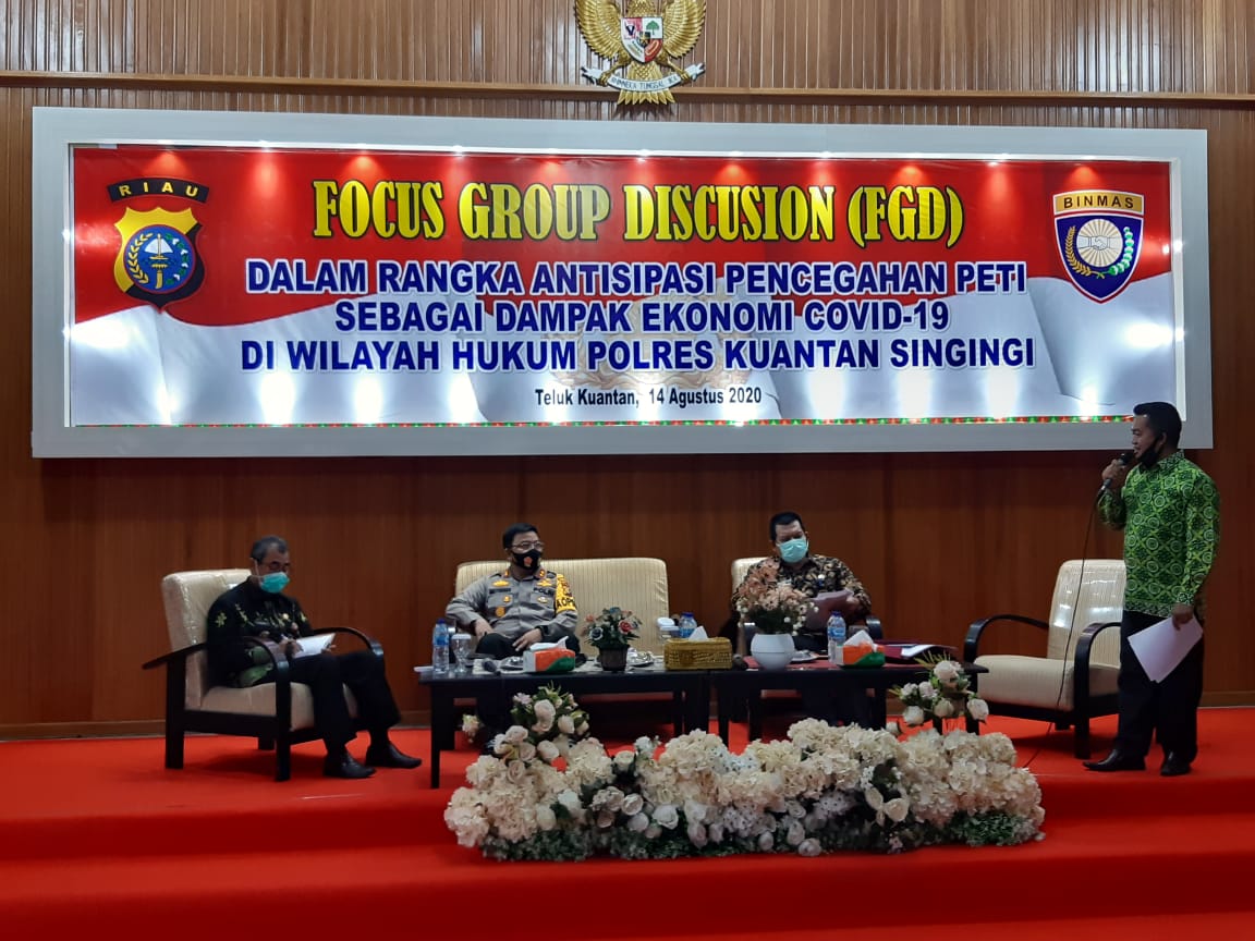 Polres Kuansing Helat FGD Dalam Rangka Antisipasi Pencegahan Peti Sebagai Dampak Ekonomi Covid-19