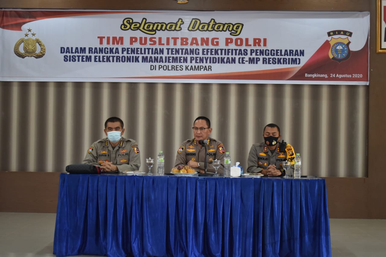 Tim Puslitbang Polri Lakukan Penelitian Efektifitas Sistem E-Manajemen Penyidikan di Polres Kampar