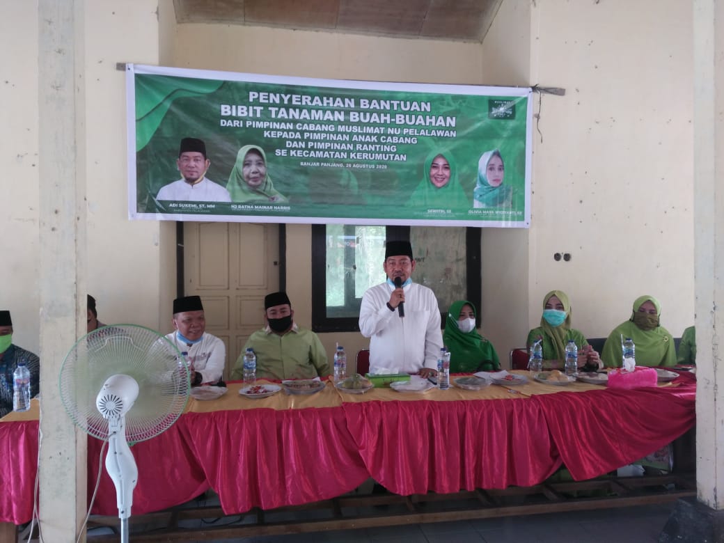 PC Muslimat NU Pelalawan Serahkan Bantuan Bibit Tanaman Buah Kepada PC Muslimat NU Kecamatan Kerumutan