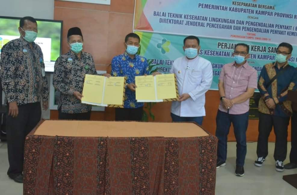 Ingin Hasil Swab Cepat Selesai, Kampar Lakukan Perjanjian Kerjasama Dengan BTKLPP Kelas I Batam