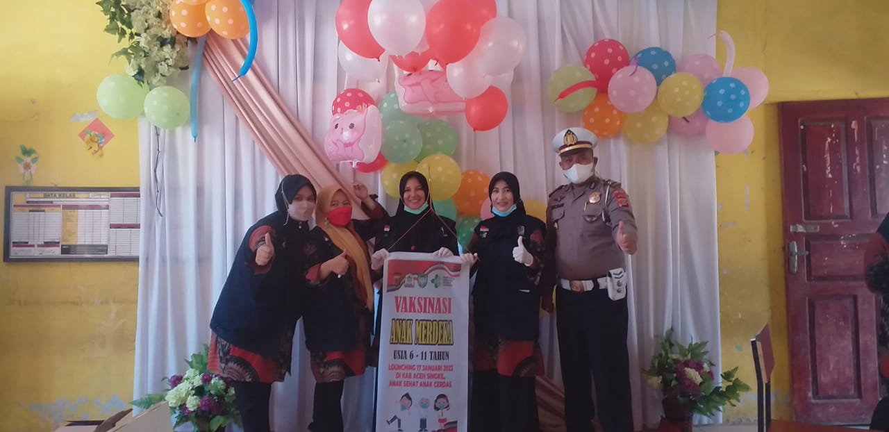 Kasat Lantas Polres Aceh Singkil Iptu Muliady, SH.MH Mengatakan Kegiatan Vaksinasi Covid- 19 Bagi Anak Usia 6-11 Tahun