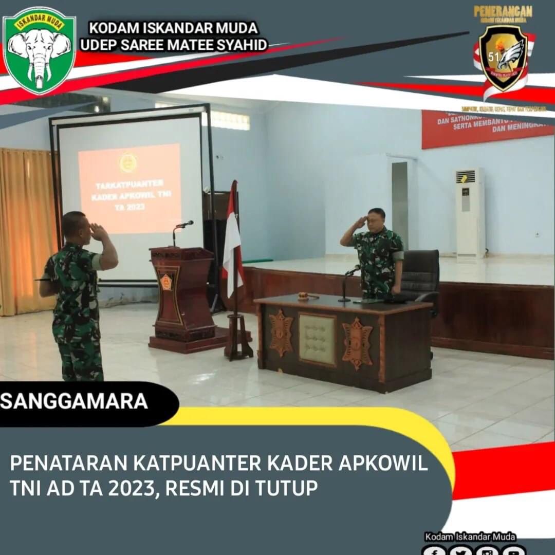 Wadanrindam Menghadiri Upacara Penutupan Peningkatan Kemampuan Teritorial Aparat Komando Wilayah TNI Tahun Anggaran 2023