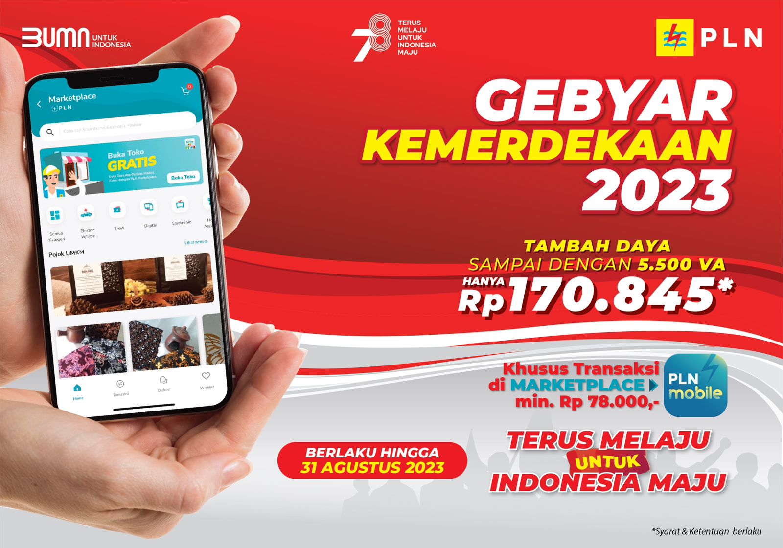 Promo Nyalakan Kemerdekaan, PLN Beri Diskon Spesial Tambah Daya Hanya Rp.170.845