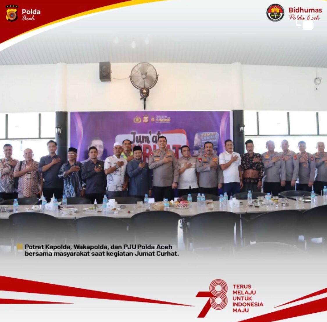 Kapolda Aceh Bersama Wakapolda Beserta Sejumlah PJU Menampung Keluhan Masyarakat Secara Langsung Program Jum’at Curhat