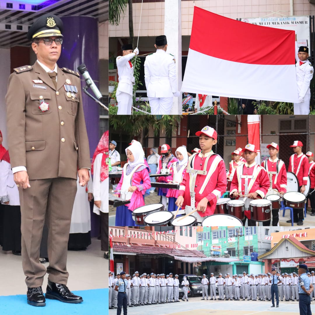 Kepala Seksi Bidang Sosial Budaya dan Kemasyarakatan Bidang Intelijen Kejaksaan Tinggi Riau Menjadi Pembina Upacara Hari Ulang Tahun Ke – 78 Kemerdekaan Republik Indonesia Tahun 2023 di SMK Multi Mekanik Masmur