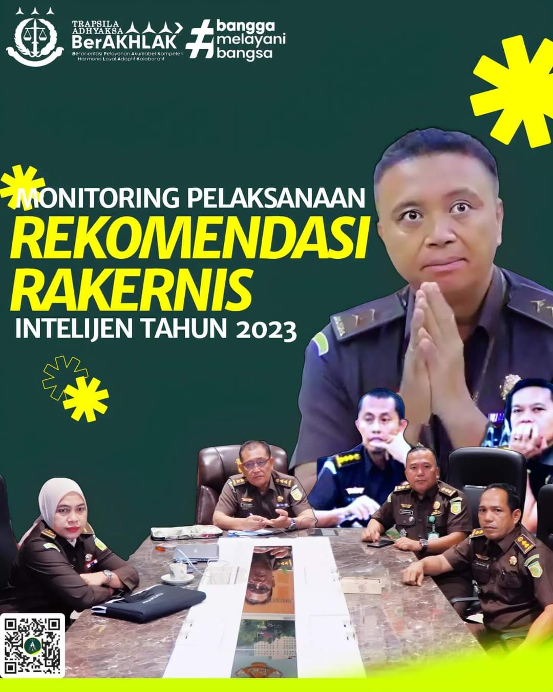 Kasi A, Kasi E dan Kasi Penkum bidang Intelijen Kejati Riau mengikuti kegiatan Monitoring Pelaksanaan Rekomendasi Rakernis Intelijen Tahun 2023