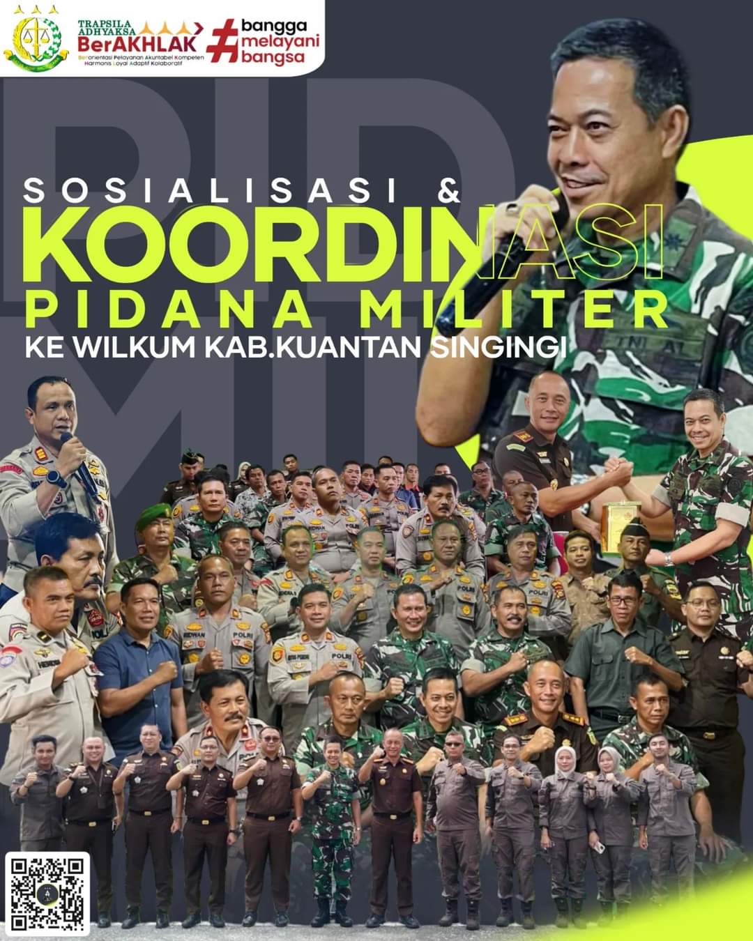 Aspidmil Kejati Riau Melakukan Sosialisasi Koordinasi Bidang Pidana Militer Ke Wilayah Hukum Kab.Kuantan Singingi Yang Diikuti Seluruh APH Sipil dan Militer