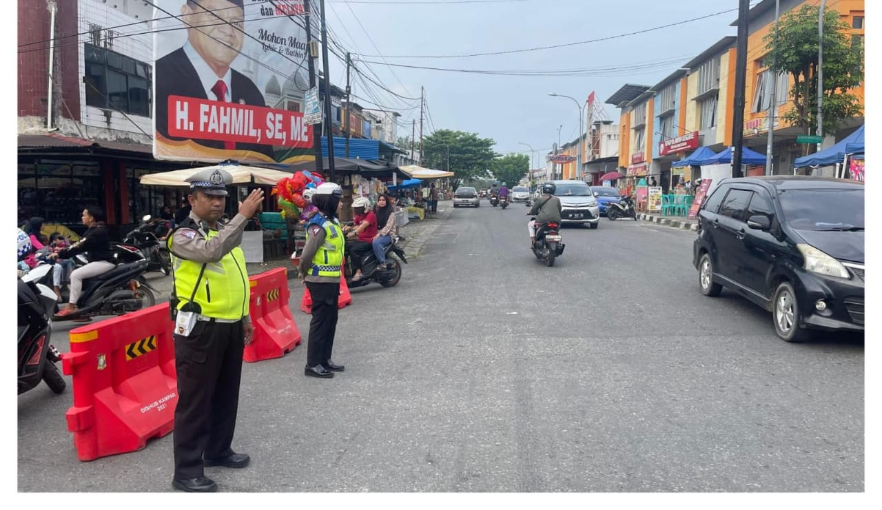 Sat Lantas Polres Kampar Laksanakan Gatur Sore/PAM Lalin Pasar Ramadhan