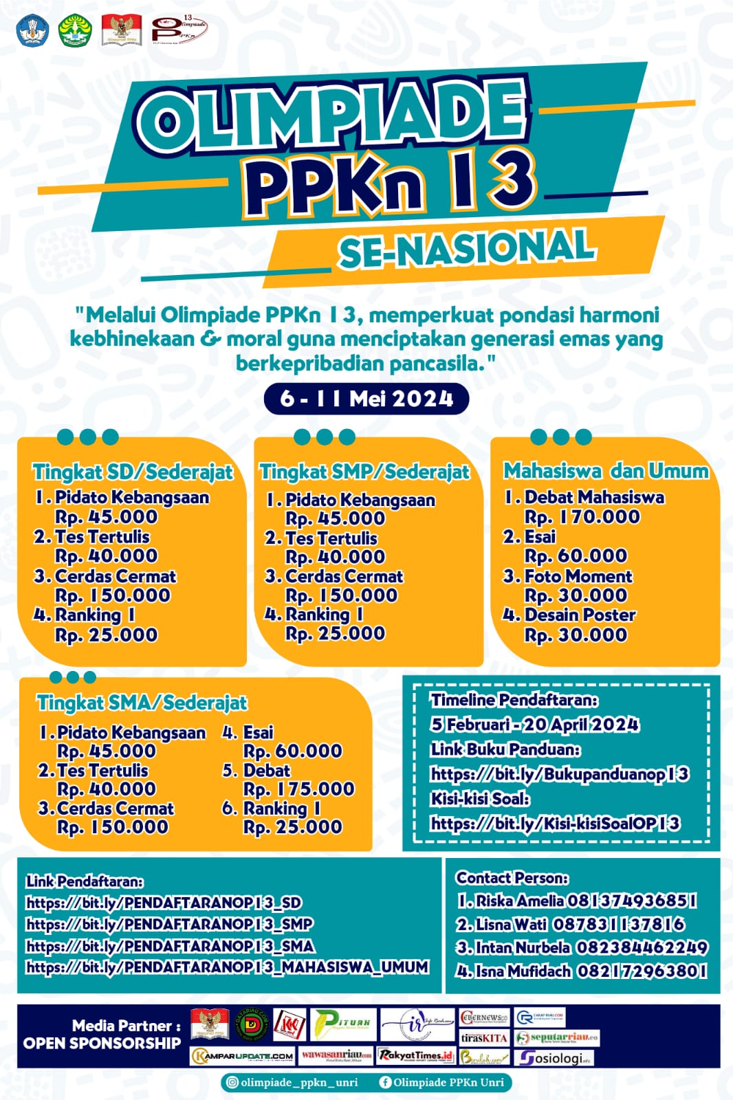 Himpunan Mahasiswa Program Studi PPKn FKIP Universitas Riau Siap Menggelar Olimpiade PPKn Yang Ke-13