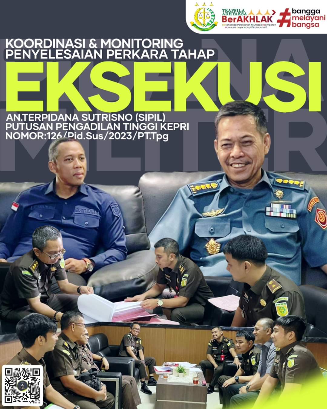 Aspidmil Kejati Riau Melakukan Koordinasi & Monitoring Penyelesaian Perkara Tahap Eksekusi Terhadap Perkara Perlindungan Pekerja Migran Dengan Terpidana Sutrisno (Sipil) Ke Kejari Bintan