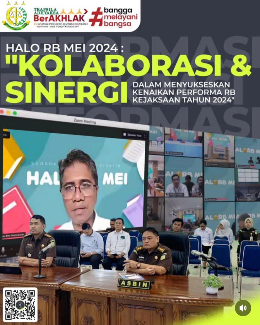 Plh.Asisten Pembinaan Kejaksaan Tinggi Riau Mengikuti Halo RB Mei 2024 Dengan Karocana Tiyas Widiarto,SH.MH Secara Virtual