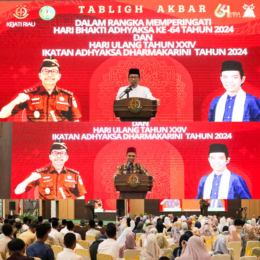 Kejati Riau Gelar Tabligh Akbar Bersama Tuan Guru Prof.Abdul Somad,L.C,D.E.S.A,Ph.D