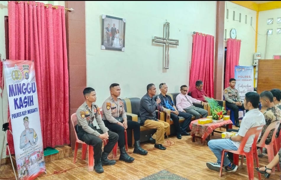 Minggu kasih : Polres Meranti Sosialisasikan Pesan Keamanan dan Kamtibmas di Gereja HKBP”