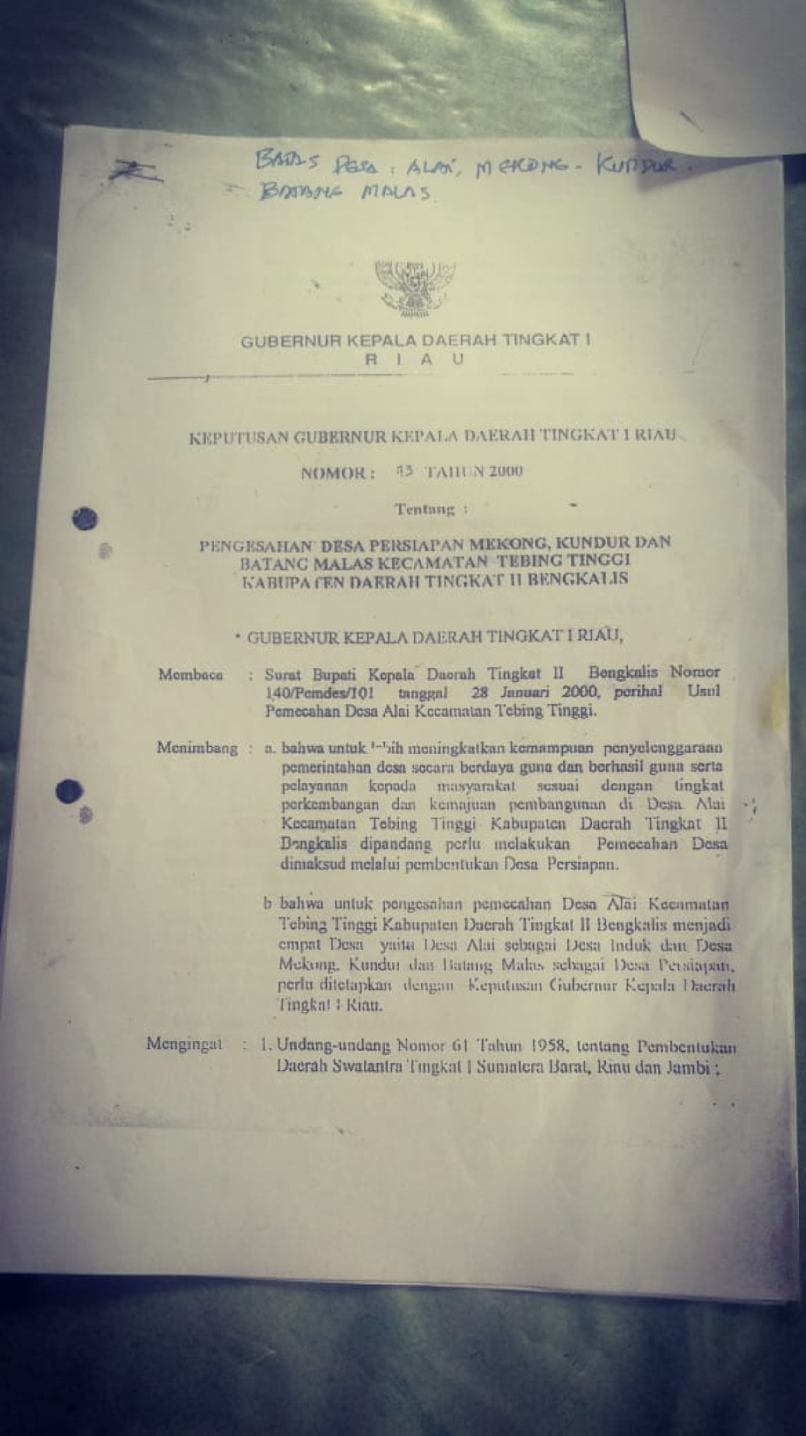 Masalah Sengketa Tapal Batas Desa di Tebing Tinggi Barat Kepulauan Meranti Jadi Sorotan Masyarakat