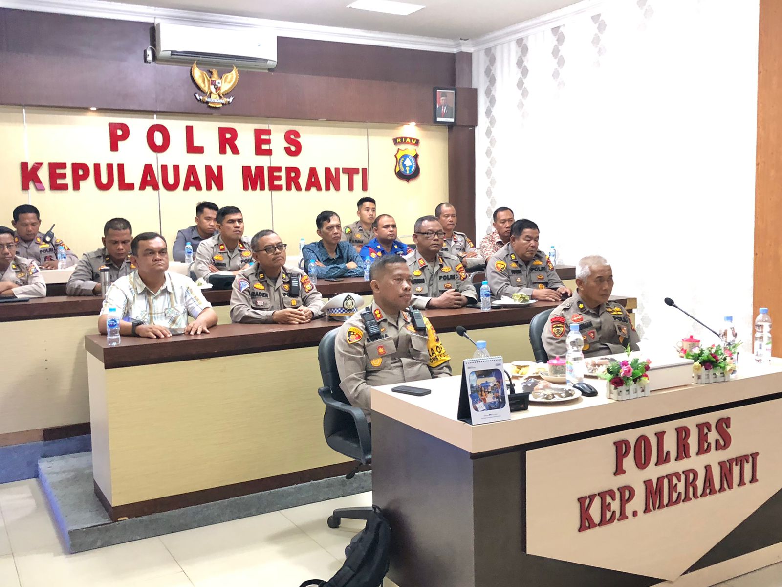 Polres Meranti Virtual Zoom Meeting Peresmian Pembangunan Gedung BPKB dan Rumah Sakit Bhayangkara Presisi Di Polda Riau