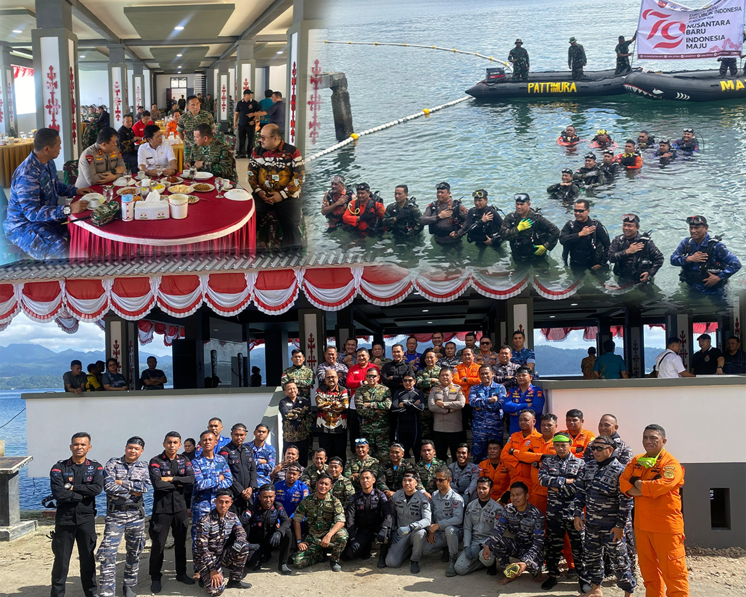 Pembentangan Bendera Merah Putih Di Dasar Laut Teluk Ambon Diikuti Wakajati Maluku Dan Asintel Kejati Maluku