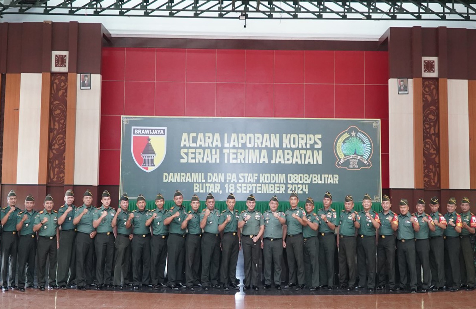 Dandim 0808/Blitar, Pimpin Acara Laporan Korps Sertijab Danramil Dan Pa Staf