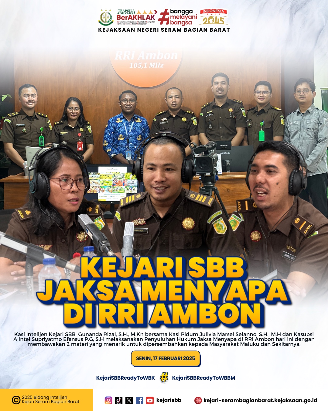 Kejari SBB Melaksanakan Penyuluhan Hukum Jaksa Menyapa di RRI Ambon