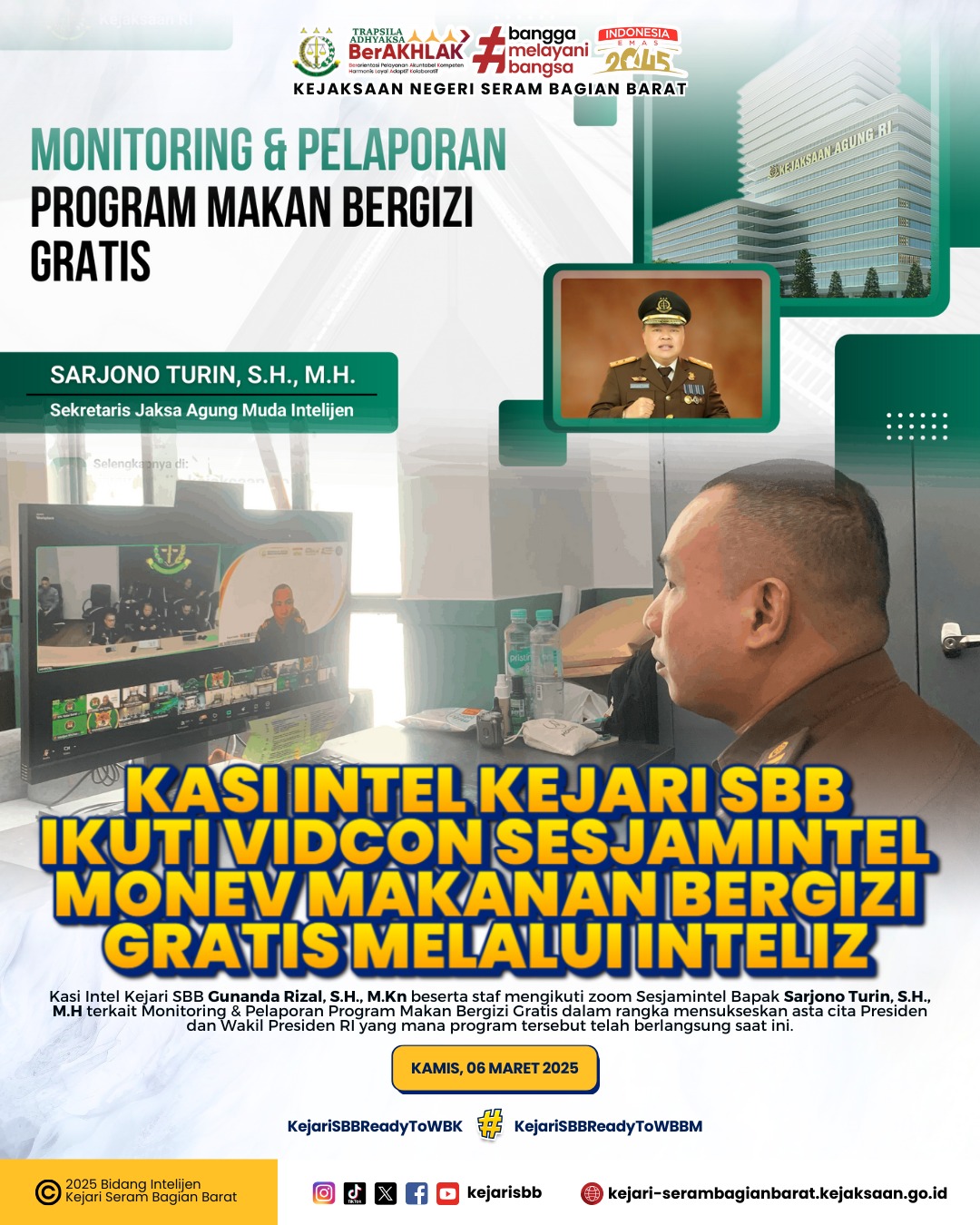 Kasi Intel Kejari SBB Ikuti Zoom Vidcon Sesjamintel Dalam Rangka Monitoring & Pelaporan Program Makan Bergizi Gratis