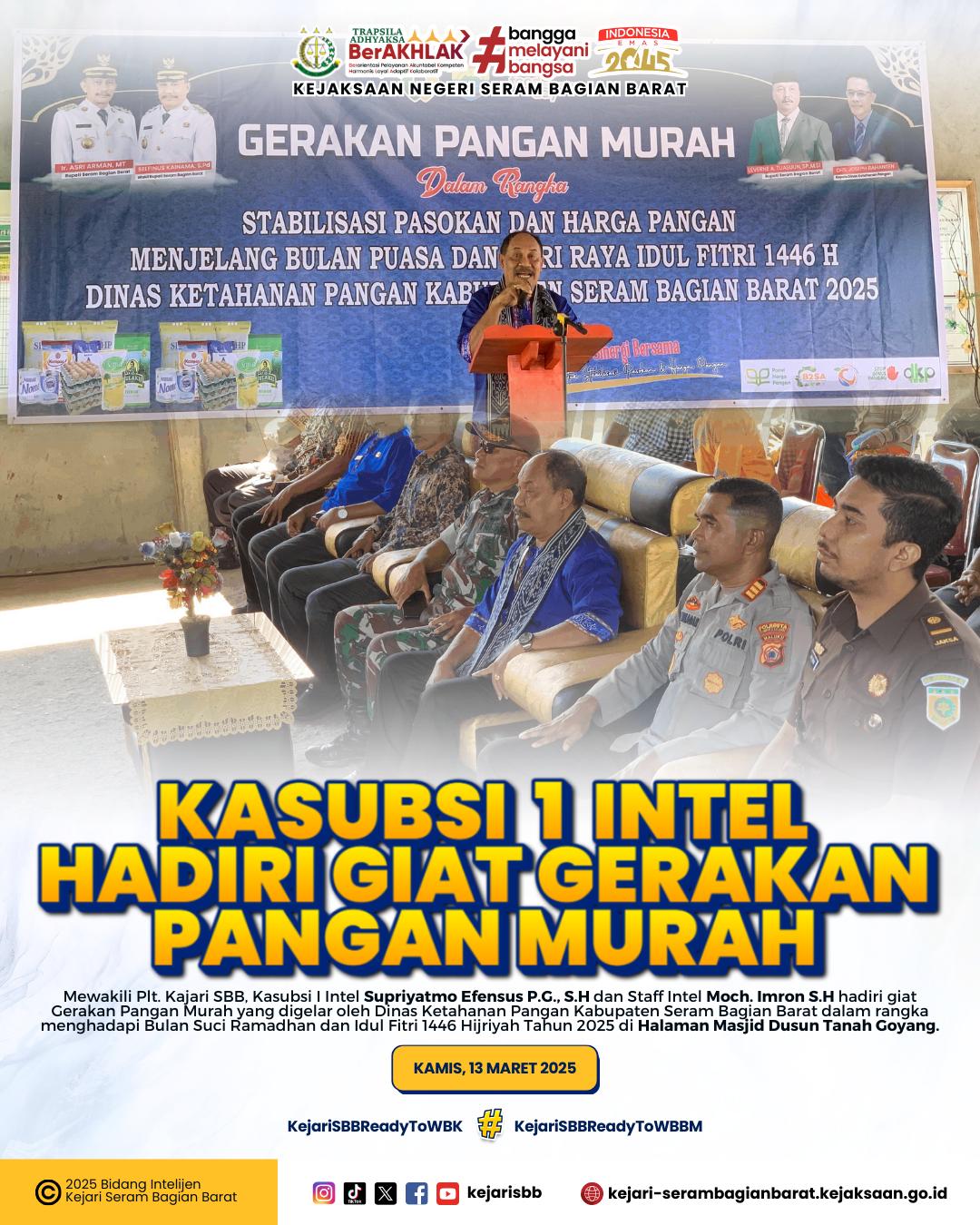 Kasubsi 1 Intel Kejari SBB Hadiri Giat Gerakan Pangan Murah 