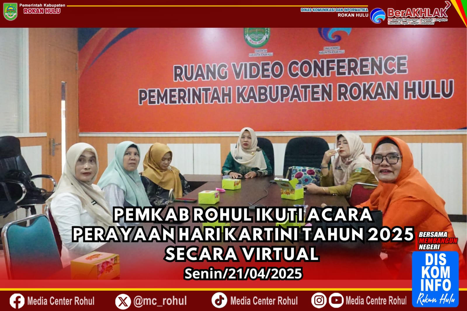 Pemkab Rohul Ikuti Acara Perayaan Hari Kartini Tahun 2025 Secara Virtual