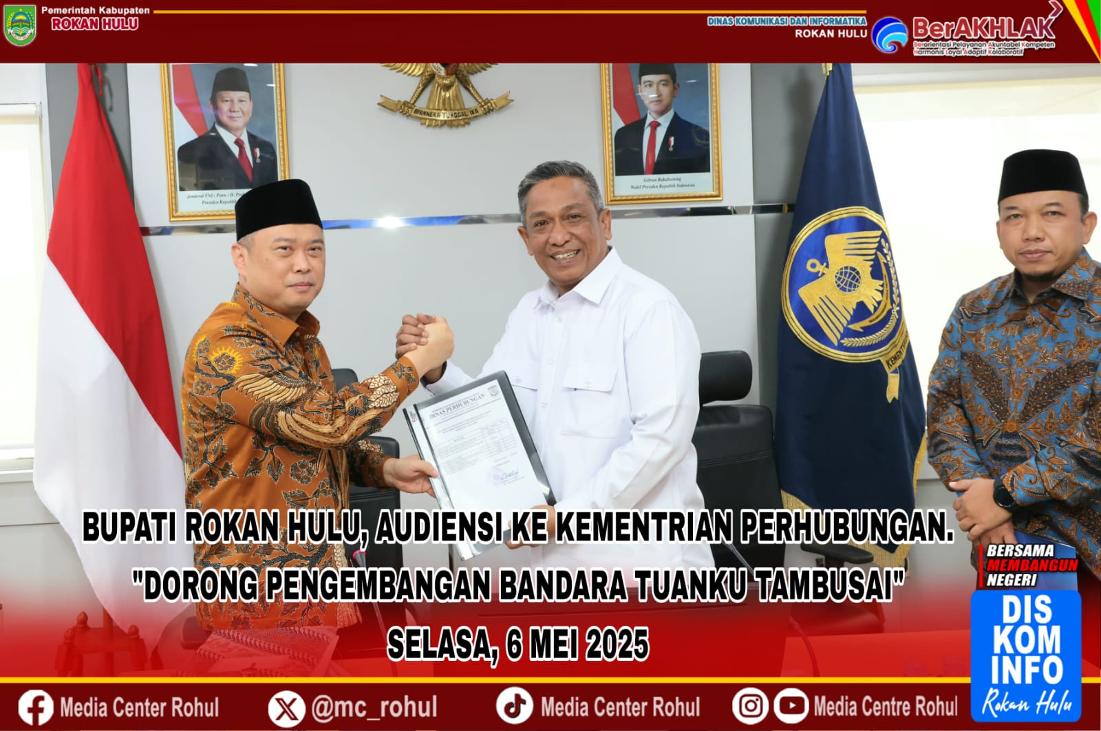 Bupati Rohul Audiensi ke Kemenhub, Dorong Pengembangan Bandara Tuanku Tambusai