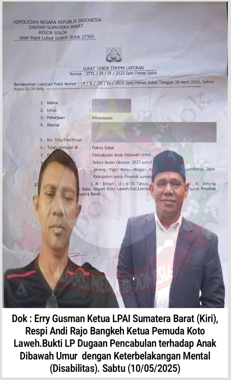 Terkait Dugaan Pidana Pencabulan Anak Dibawah Umur dan Disabilitas, Ketua LPA Sumbar dan Ketua Pemuda Nagari Koto Laweh Angkat Bicara