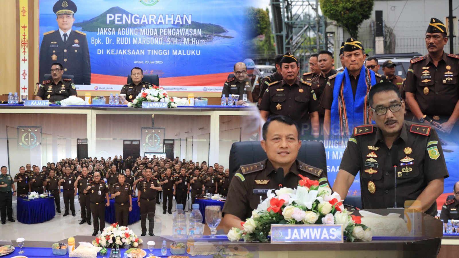 Kajati Agoes SP Beserta Jajaran, Sambut Kunjungan Inspeksi Pimpinan Jamwas Kejagung RI Di Provinsi Maluku