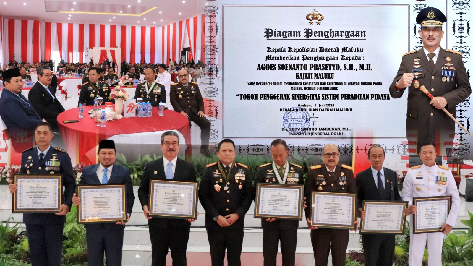 Kajati Maluku Agoes SP Raih Penghargaan Sebagai Tokoh Penggerak Sinergitas Sistem Peradilan Pidana Di Provinsi Maluku