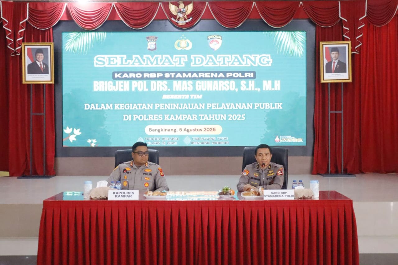 Pelayanan Publik Polres Kampar Diapresiasi Tim Biro RBP Stamarena Polri, Terapkan Inovasi dan Standar Pelayanan
