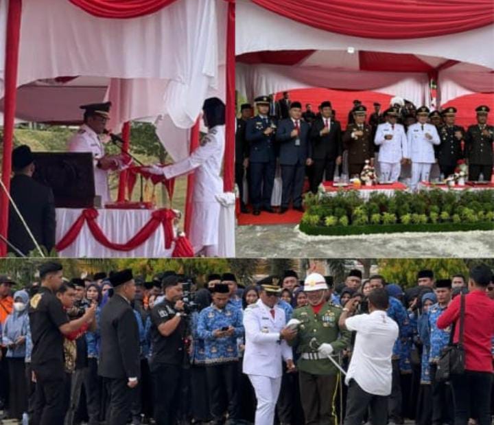 Upacara Detik- detik Proklamasi Kemerdekaan RI ke 80 di Kabupaten Pelalawan Berlangsung Khidmat.Paskibraka Sukses Kibarkan Bendera Pusaka