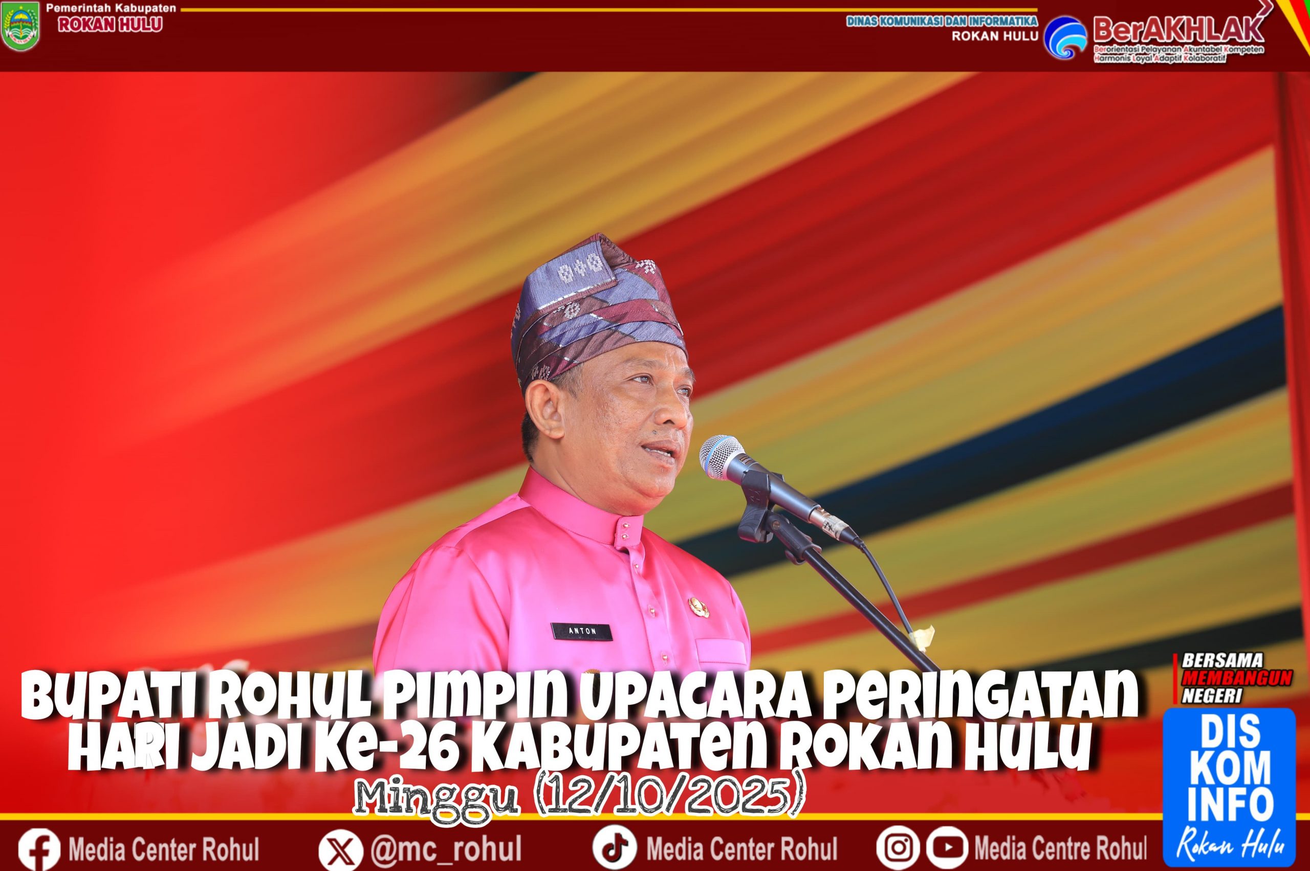 Rintik Hujan Tidak Mengurangi Semangat Kebersamaan Dalam Upacara Peringatan Hari Jadi Kabupaten Rokan Hulu Ke-26