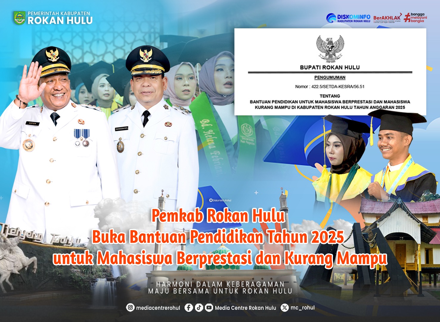 Pemkab Rokan Hulu Buka Bantuan Pendidikan Tahun 2025 untuk Mahasiswa Berprestasi dan Kurang Mampu
